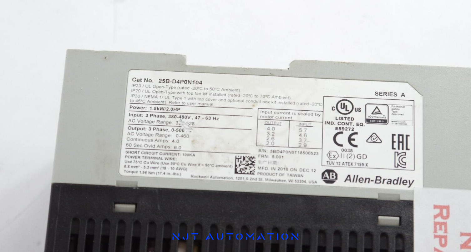 Allen Bradley 25B-D4P0N104 PowerFlex Drive - thumbnail 2